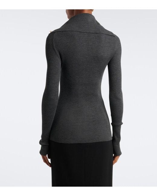 Dolce & Gabbana Black Embellished Ribbed-Knit Wool Cardigan