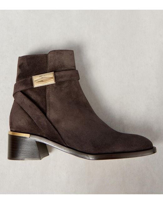 Jimmy Choo Brown Ankle Boots Diantha 45 Aus Veloursleder
