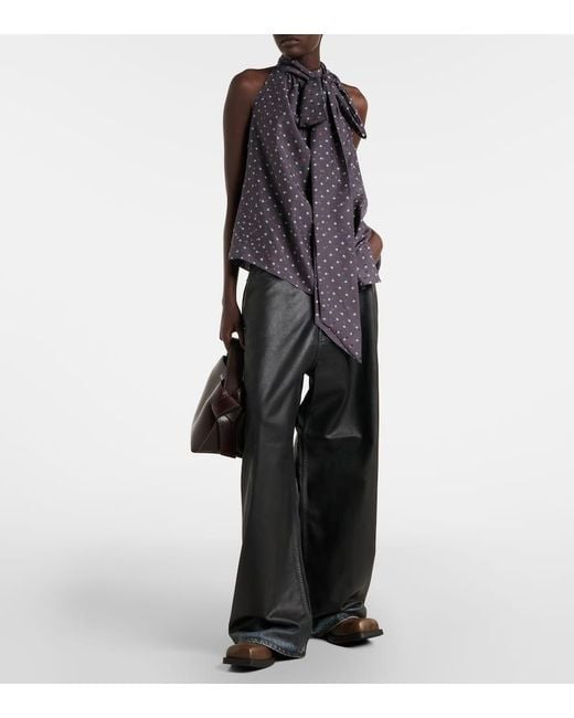 Acne Black 2023 Mid-Rise Wide-Leg Coated Jeans