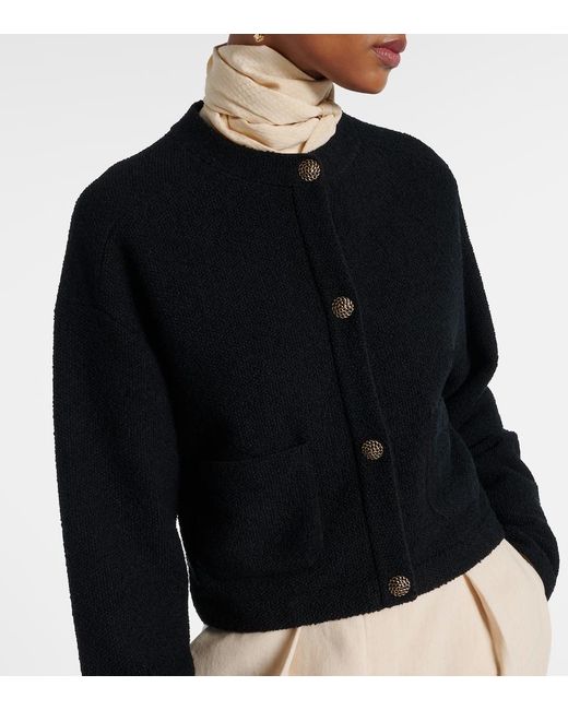 Cardigan Cropped De Algodon Y Seda Loro Piana de color Black