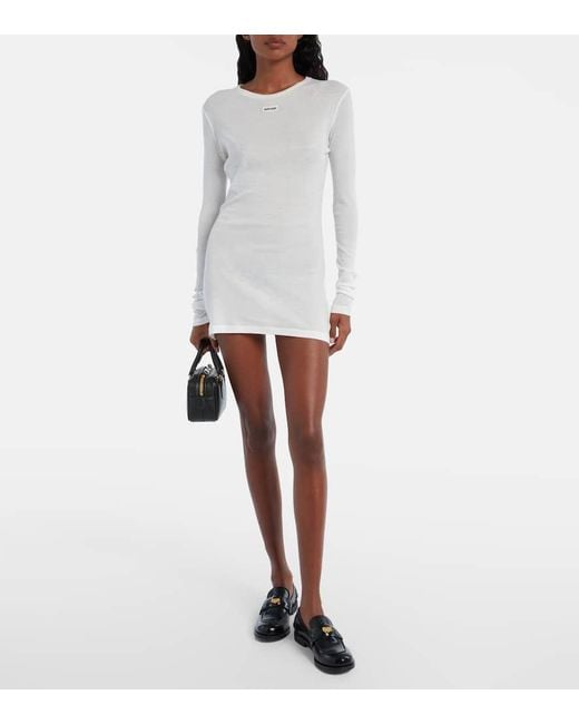 Miu Miu White Minikleid Aus Baumwoll-Jersey