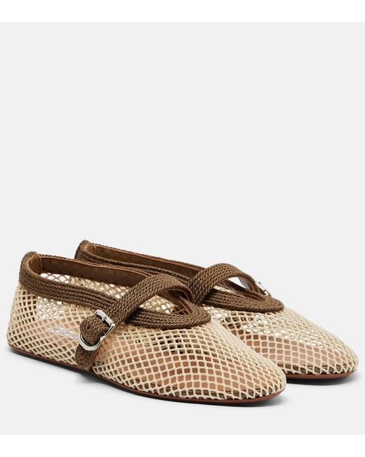 Alaïa Brown Fishnet Mary Jane Flats