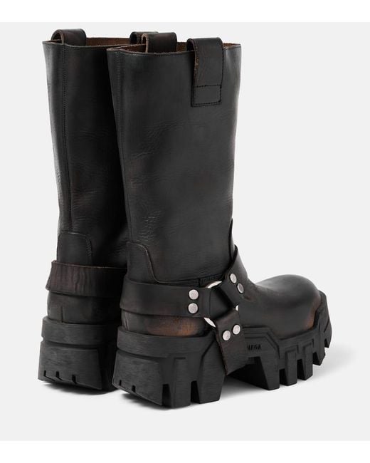 Balenciaga Black Bulldozer Harness Leather Biker Boots