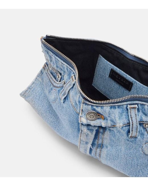 McQueen Blue Manta Small Denim Shoulder Bag