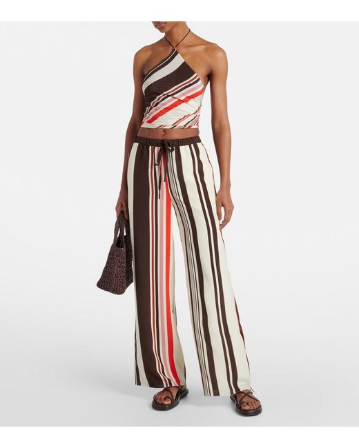 Sir Multicolor Thistle Silk Satin Wide-Leg Pants