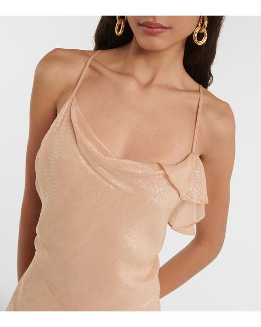 Victoria Beckham Natural Bias Cami Lurex Twill Slip Dress