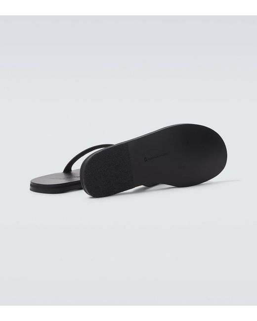 Ancient Greek Sandals Black Solon Leather Thong Sandals for men