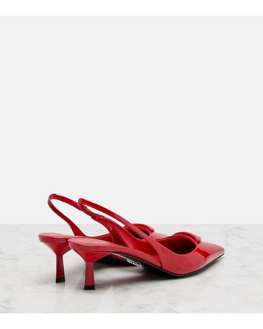 Prada Red 55 Patent Leather Slingback Pumps