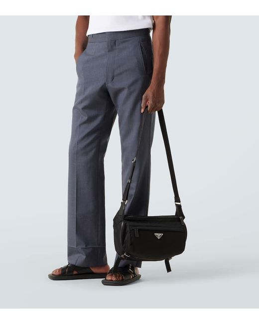Prada Messenger Bag Aus Re-Nylon Mit Leder in Black für Herren