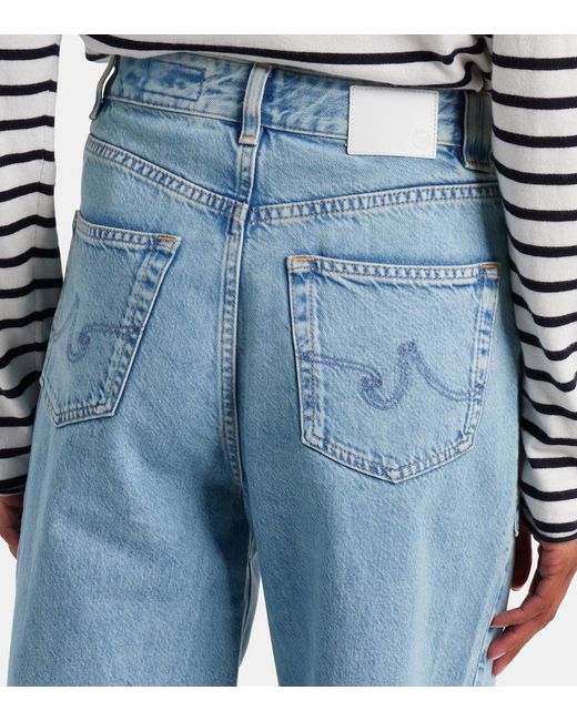 AG Jeans Blue Akita Barrel-Leg Jeans