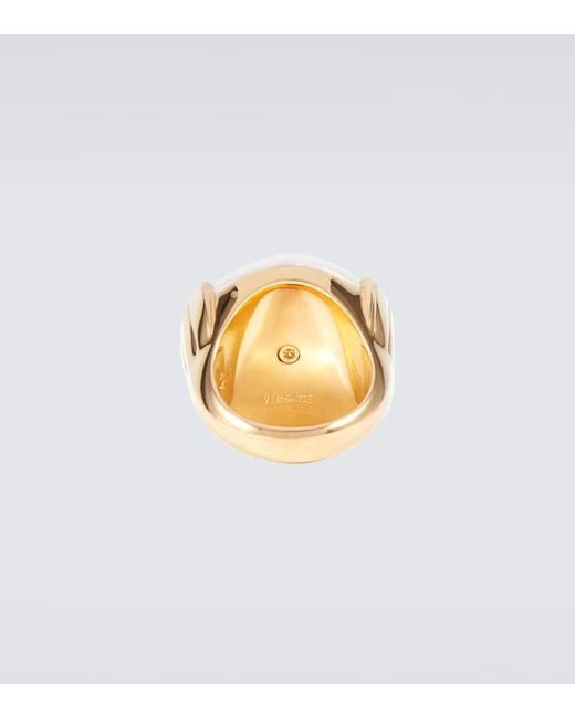 Anello La Maschera Con Sigillo di Versace in White da Uomo