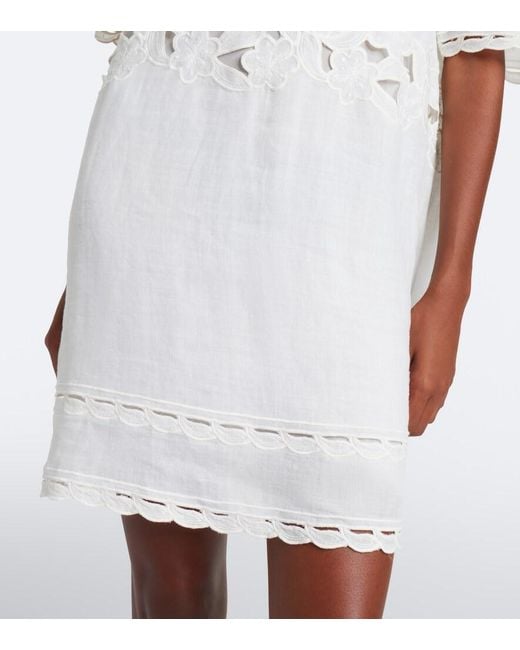 Isabel Marant White Reldine Broderie Anglaise Ramie Minidress