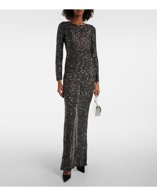 Alessandra Rich Gray Sequined Open-Back Gown