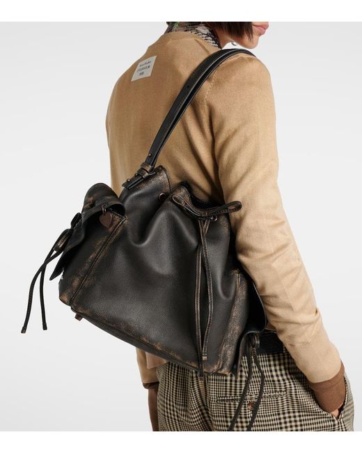 Acne Black Schultertasche Aus Leder