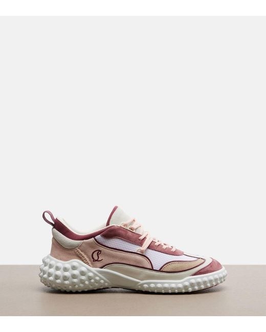 Christian Louboutin Pink Mara Suede And Mesh Sneakers
