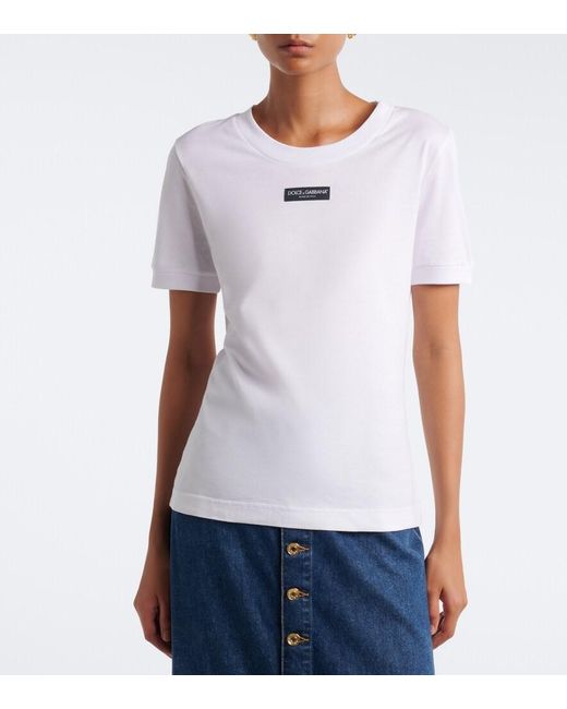 Dolce & Gabbana White Logo Cotton Jersey T-Shirt