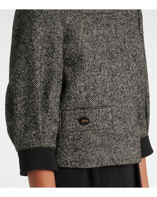 Max Mara Gray Gattini Chevron Boucle Jacket