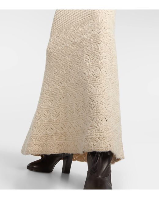 Loro Piana Natural Engadin Cashmere Crochet Maxi Dress