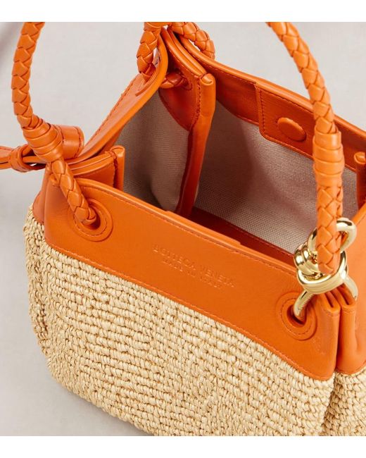 Bottega Veneta Orange Parachute Small Raffia Shoulder Bag
