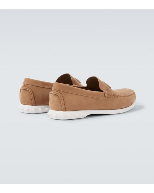 Christian Louboutin White Moonboat Leather Boat Shoes for men