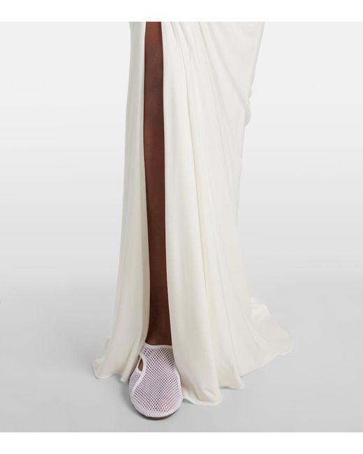 Alaïa White Draped Jersey Maxi Skirt