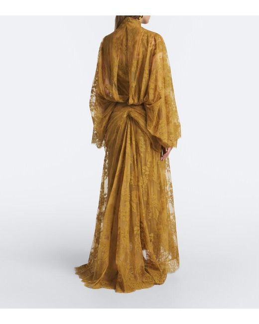 Zimmermann Metallic Ascent Draped Lace Gown