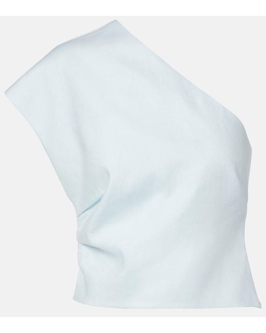 Sir White One-Shoulder Linen Top