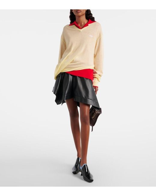 Loewe Yellow Double L Asymmetric Wool Sweater