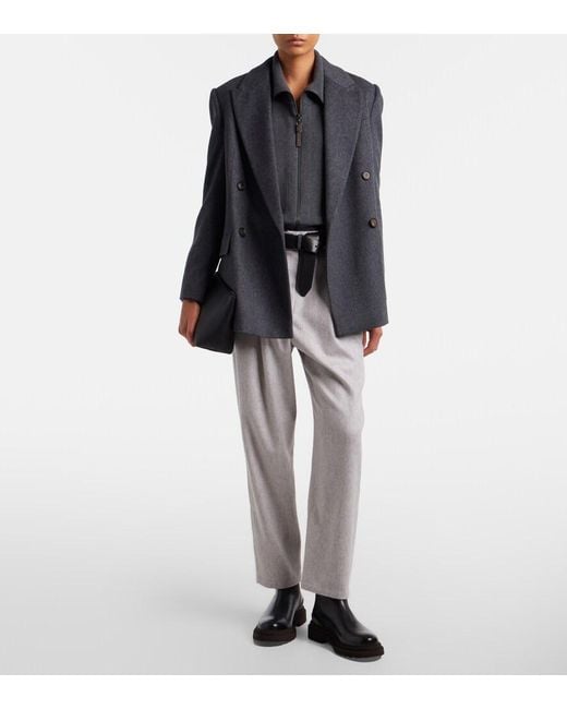 Brunello Cucinelli White Monili Wool Tapered Pants