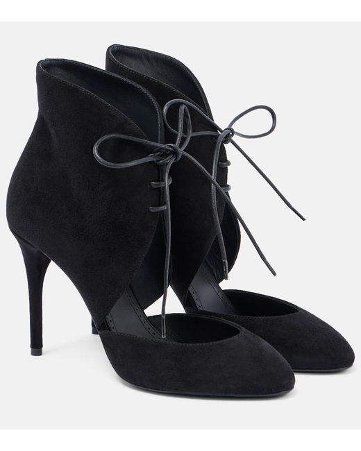 Alaïa Black Cutout Suede Ankle Boots