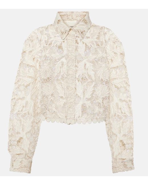 Camicia cropped in pizzo di cotone di Isabel Marant in White