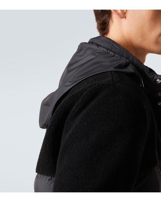 Moncler Black Mistral Down-Paneled Teddy Jacket for men