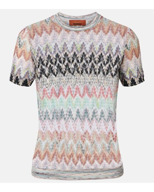 Missoni White Zigzag Lame T-Shirt