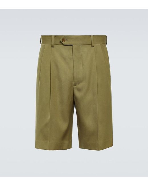Shorts in gabardine di lana di Auralee in Green da Uomo