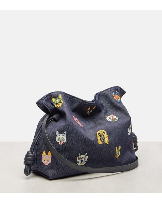 Loewe Blue X Louis Wain Flamenco Cats Medium Canvas Clutch