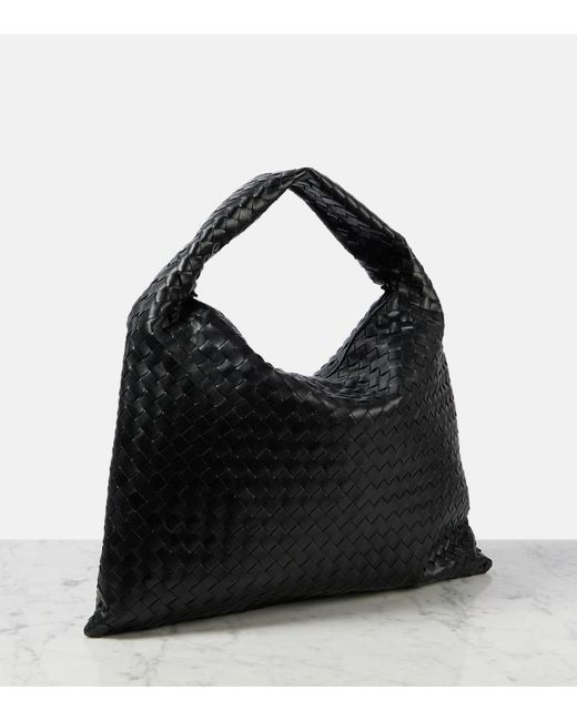 Bottega Veneta Black Hop Intrecciato Large Leather Tote Bag