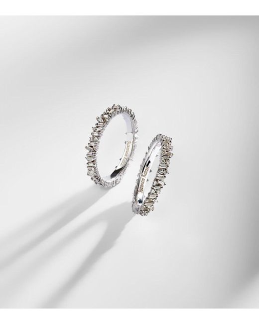 Suzanne Kalan White Icon Mini 18Kt Tech Ring Jackets With Diamonds