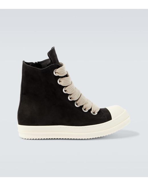 Rick Owens Black Jumbolace Sneaks Suede Sneakers for men