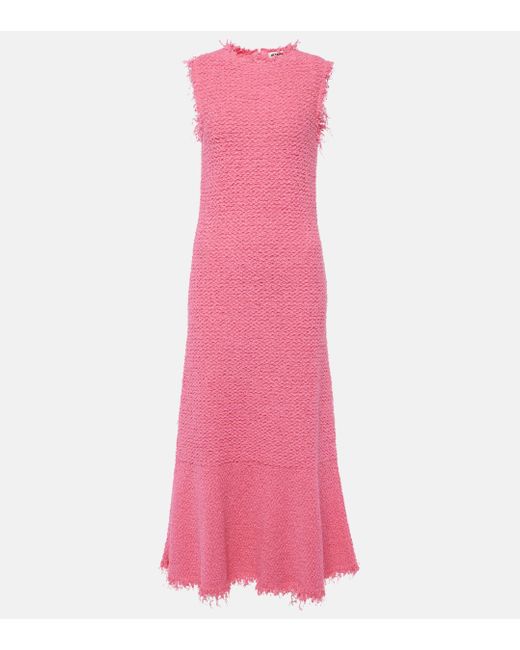 Jil Sander Pink Cotton-blend Boucle Maxi Dress
