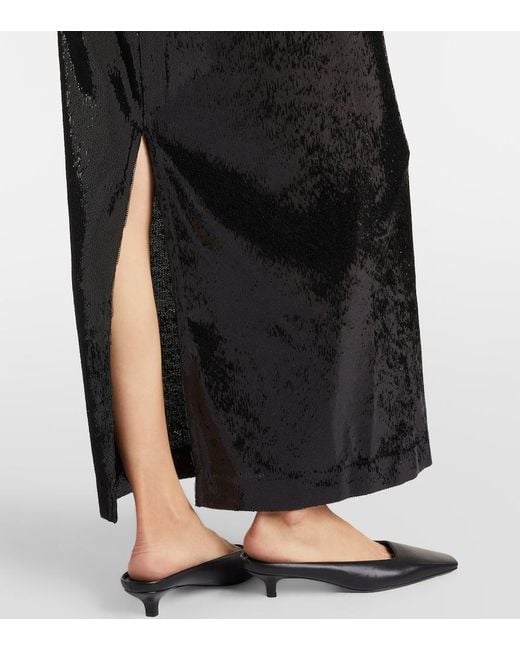 Totême Black Sequined Maxi Skirt
