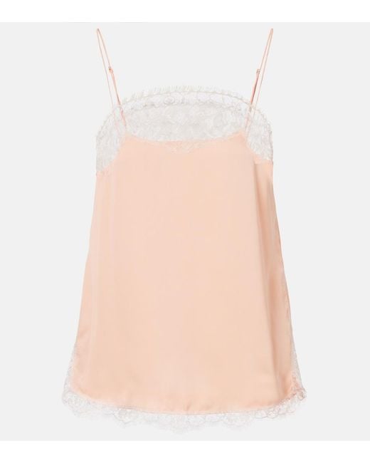 Faithfull The Brand Pink Hanna Lace-Trimmed Satin Camisole