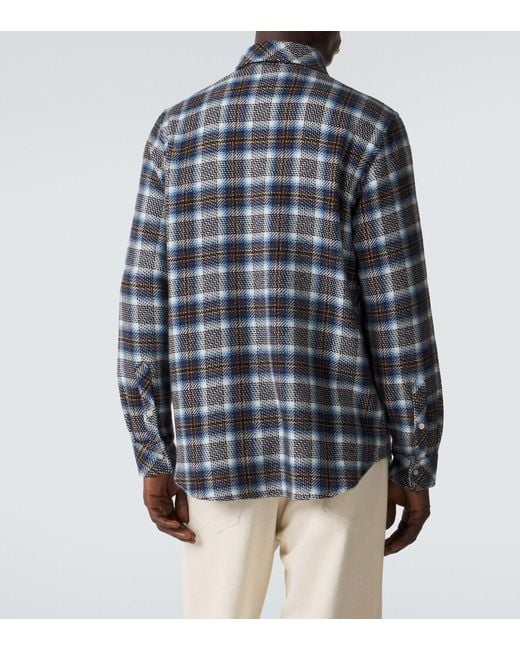 God's True Cashmere Blue Lightning Storm Cashmere Shirt With Moonstone for men