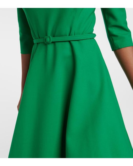 Oscar de la Renta Green Wool-Blend Midi Dress