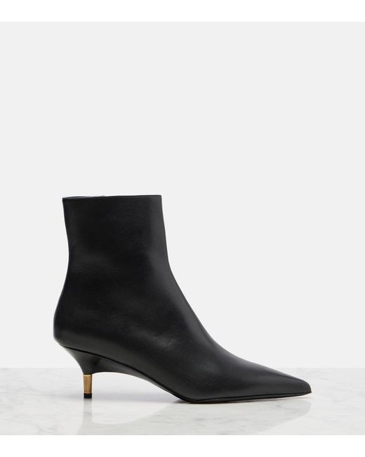 Khaite Black Bella Leather Ankle Boots