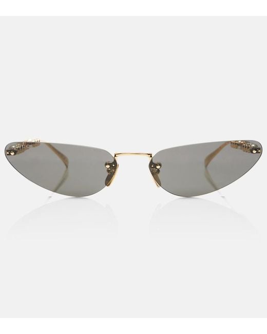 Gucci Gray Faux Pearl-Embellished Cat-Eye Sunglasses