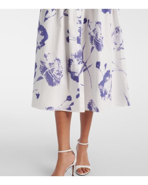 Erdem Blue Floral Cotton Poplin Midi Dress