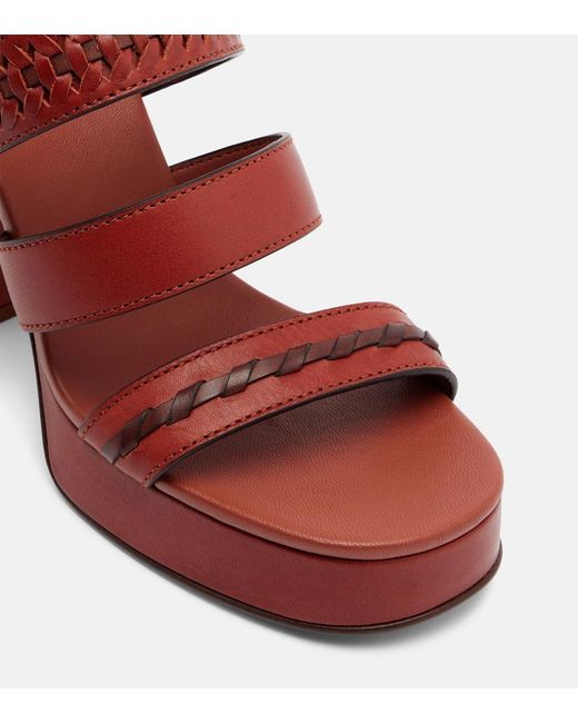 Zimmermann Red Alchemy Leather Platform Sandals