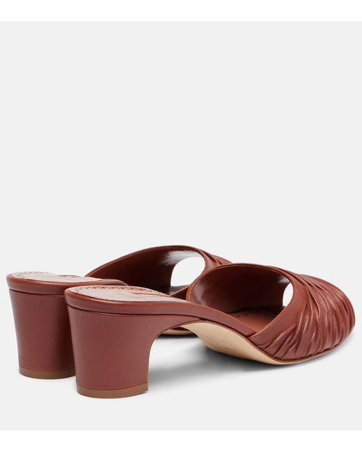 Manolo Blahnik Piruabar Gathered Leather Mules