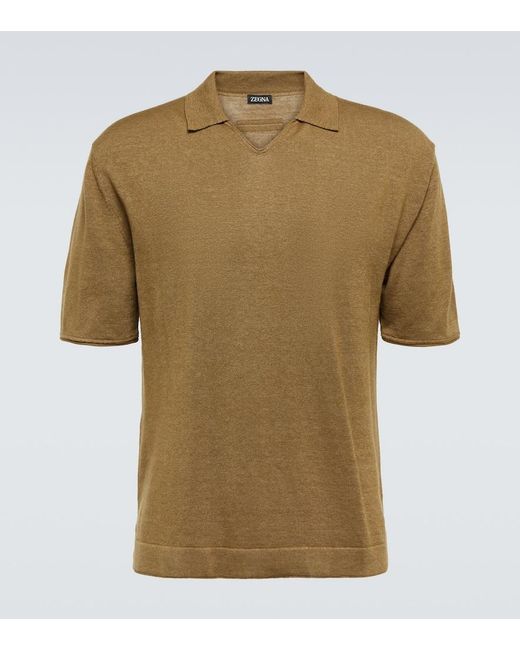 Zegna Green Cotton Pique Polo Shirt for men