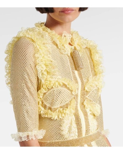 Self-Portrait Yellow X Christopher Kane Embellished Mesh Minidress